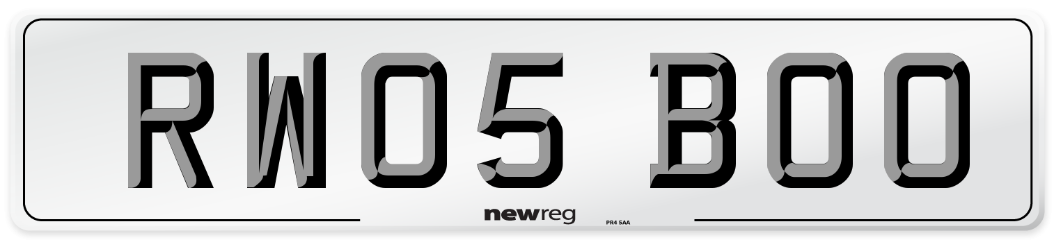 RW05 BOO Number Plate from New Reg